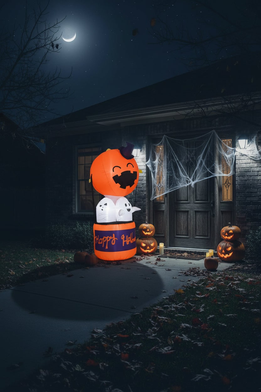 Halloween Dmuchana Dekoracja Dynia z Duchami i Podświetleniem LED do Ogrodu Imprez - Image 2