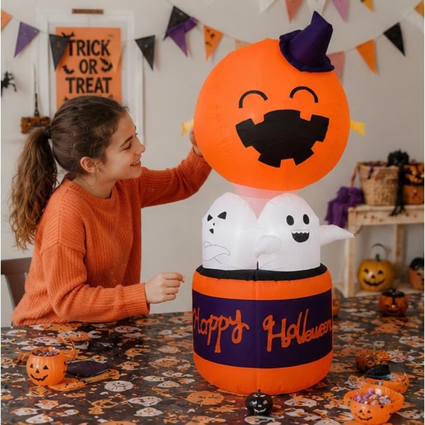 Halloween Dmuchana Dekoracja Dynia z Duchami i Podświetleniem LED do Ogrodu Imprez - Image 6