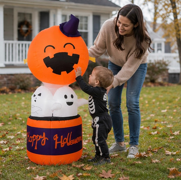 Halloween Dmuchana Dekoracja Dynia z Duchami i Podświetleniem LED do Ogrodu Imprez - Image 8