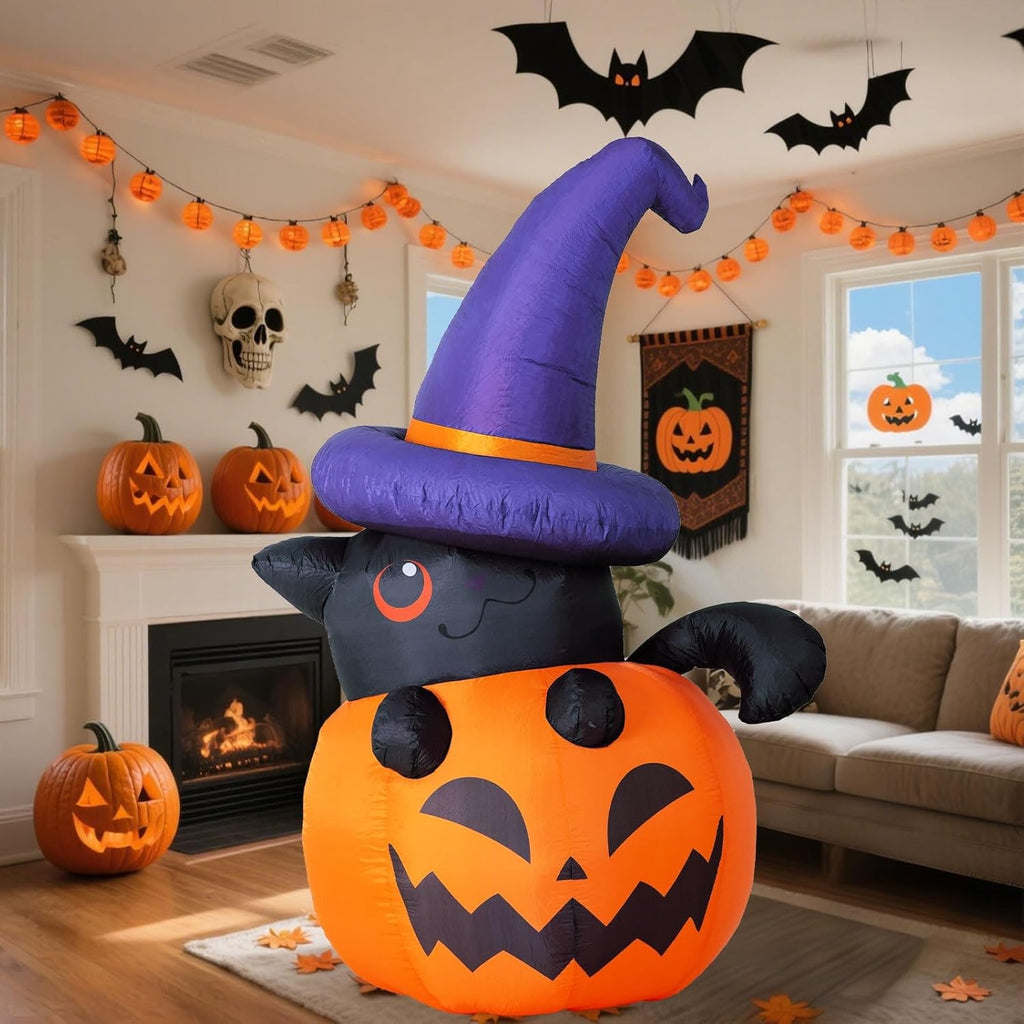Halloween Dmuchana Dekoracja Ogrodowa z Podświetleniem LED Motywem Dyni i Szkieletu - Image 5