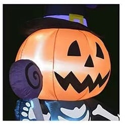 Halloween Dmuchana Dekoracja Ogrodowa z Podświetleniem LED Motywem Dyni i Szkieletu - Image 7