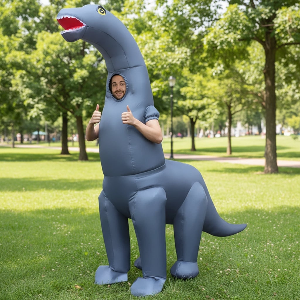 Halloween Dmuchany Kostium Dinozaura Brachiozaura z Długą Szyją dla Dzieci i Dorosłych - Image 1