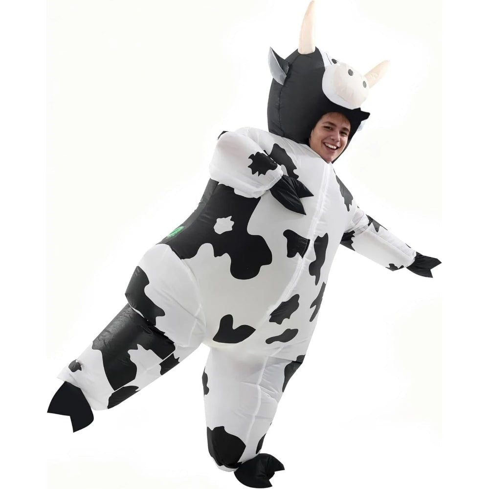 Halloween Dmuchany Kostium Krowy dla Dorosłych z Wentylatorem i Rogami Strój - Image 4