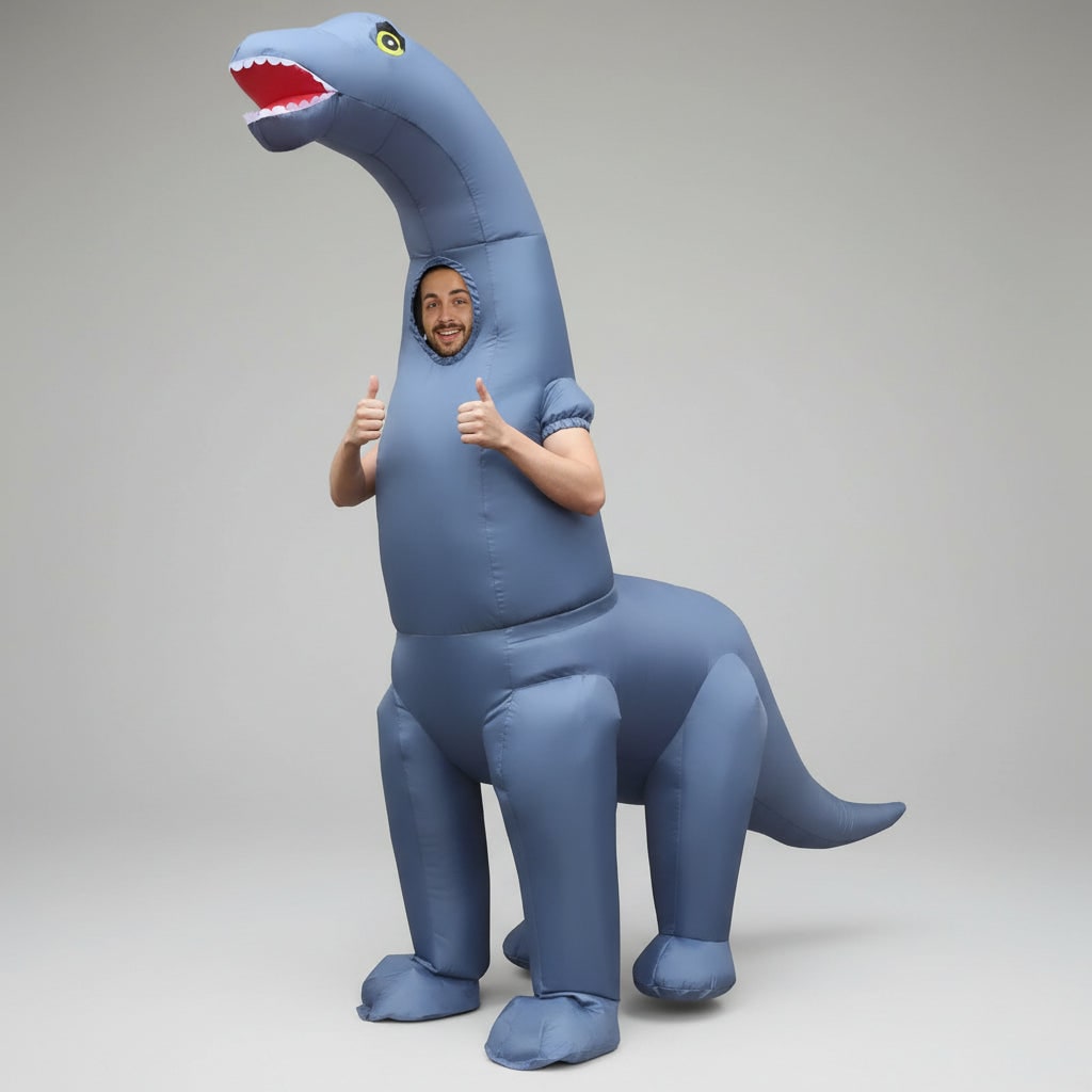 Halloween Dmuchany Strój Dinozaura dla Dorosłych z Otwartą Paszczeką i Długim Ogonem - Image 1