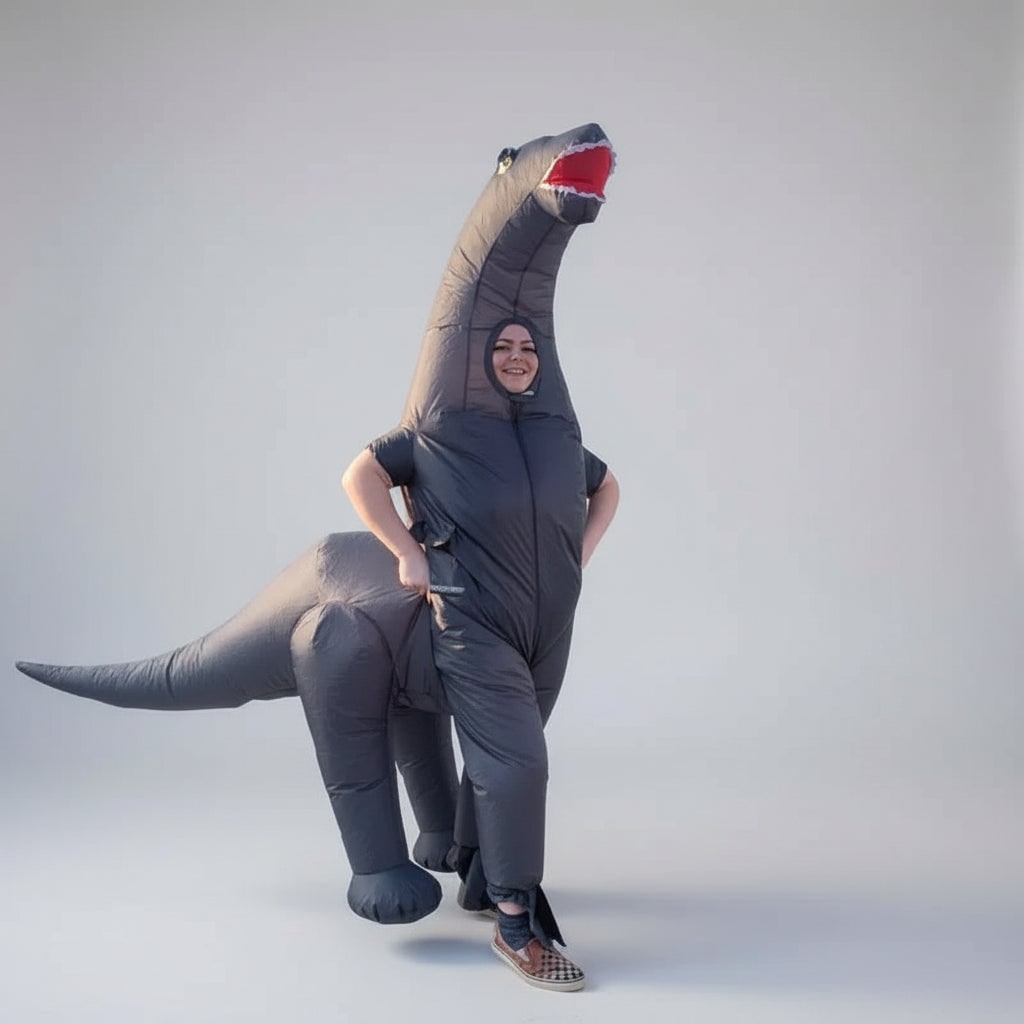 Halloween Dmuchany Strój Dinozaura dla Dorosłych z Otwartą Paszczeką i Długim Ogonem - Image 3