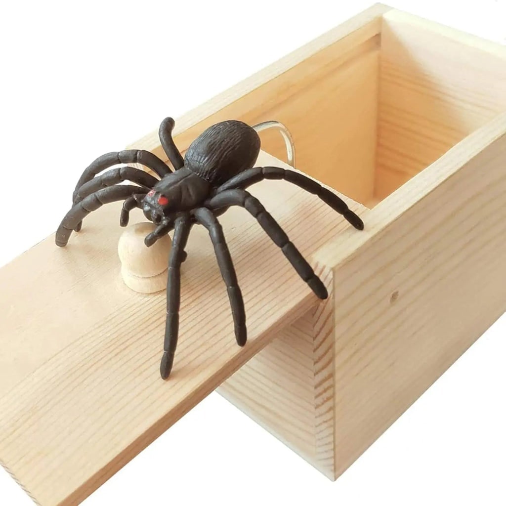 Halloween Drewniane Pudełko z Wyskakującym Pająkiem do żartów i Dekoracji Pająk Wyskakujący Zabawka - Image 2