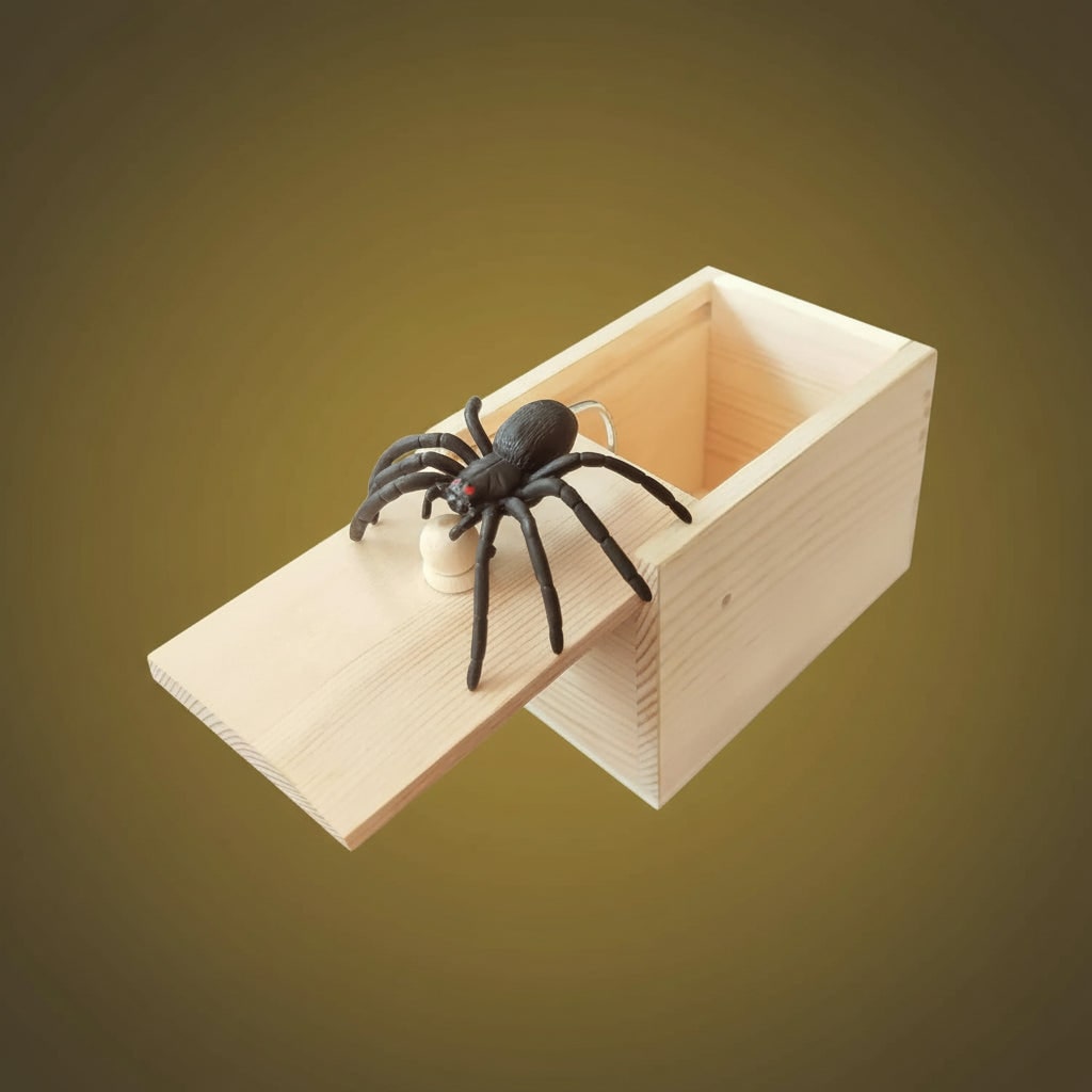Halloween Drewniane Pudełko z Wyskakującym Pająkiem do żartów i Zabawy Wyskakujący Pająk - Image 2