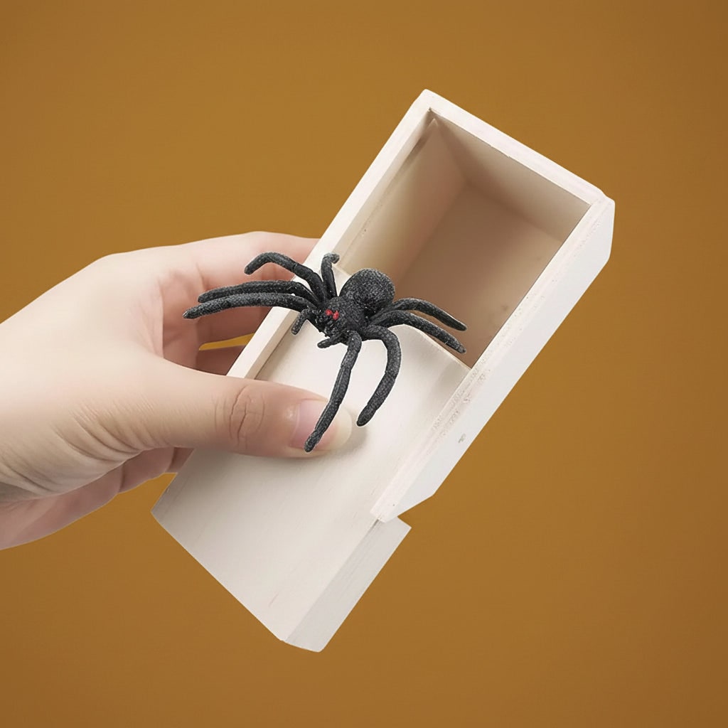 Halloween Drewniane Pudełko z Wyskakującym Pająkiem do żartów i Zabawy Wyskakujący Pająk - Image 4