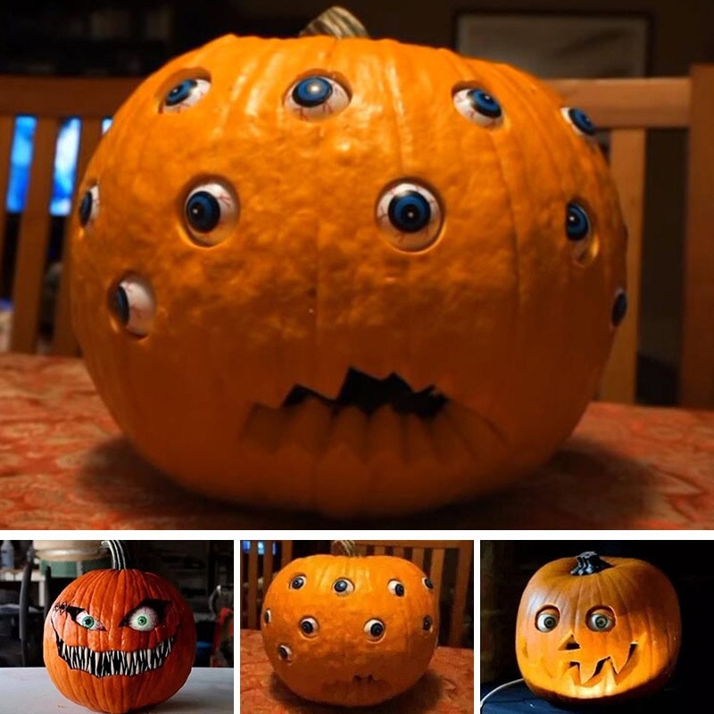 Halloween Dynia na Imprezę z Ruchomymi Elektronicznymi Oczami i Wzorami Strachu - Image 12
