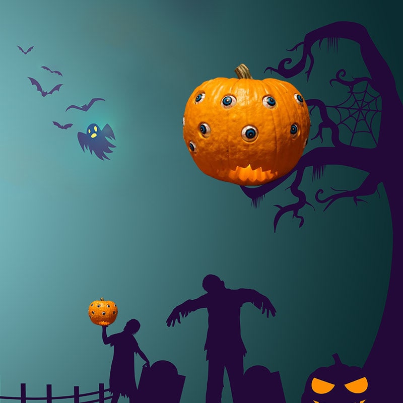 Halloween Dynia na Imprezę z Ruchomymi Elektronicznymi Oczami i Wzorami Strachu - Image 7