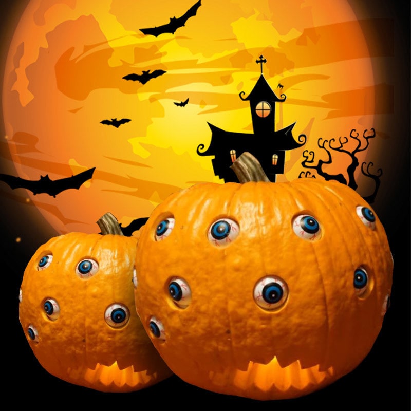 Halloween Dynia na Imprezę z Ruchomymi Elektronicznymi Oczami i Wzorami Strachu - Image 9