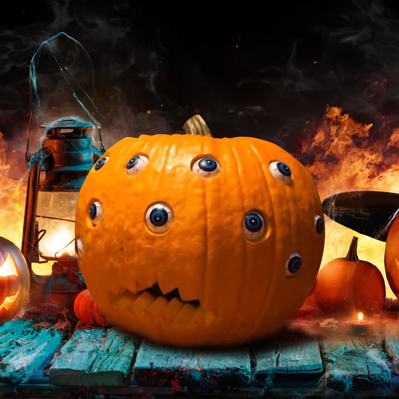 Halloween Dynia na Imprezę ze Straszną Animacją Ruchomych Oczu i Zębatymi Ustami Halloweenowa - Image 1