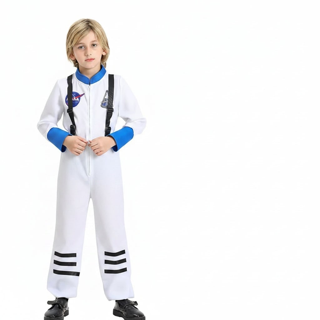 Halloween Dziecięcy Strój Astronauty Kombinezon Karnawałowy z Naszywkami i Kaskiem - Image 7