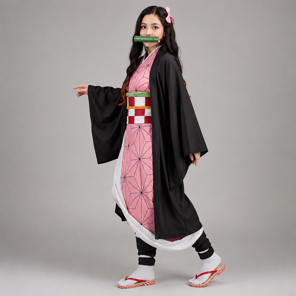 Halloween Dziecięcy Strój Karnawałowy Cosplay Anime Kimono z Haori i Pas Obi Outfit - Image 1