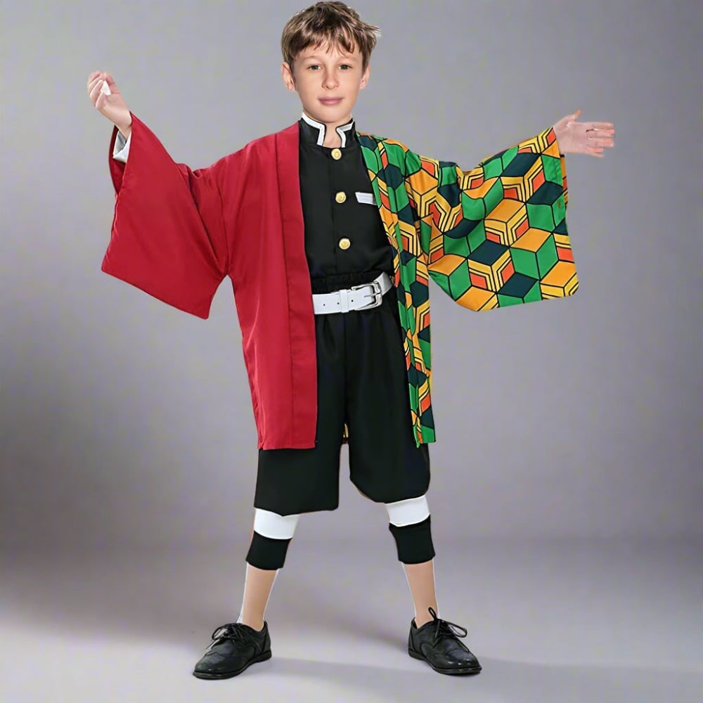 Halloween Dziecięcy Strój Karnawałowy Cosplay Anime Kimono z Haori i Pas Obi Outfit - Image 11