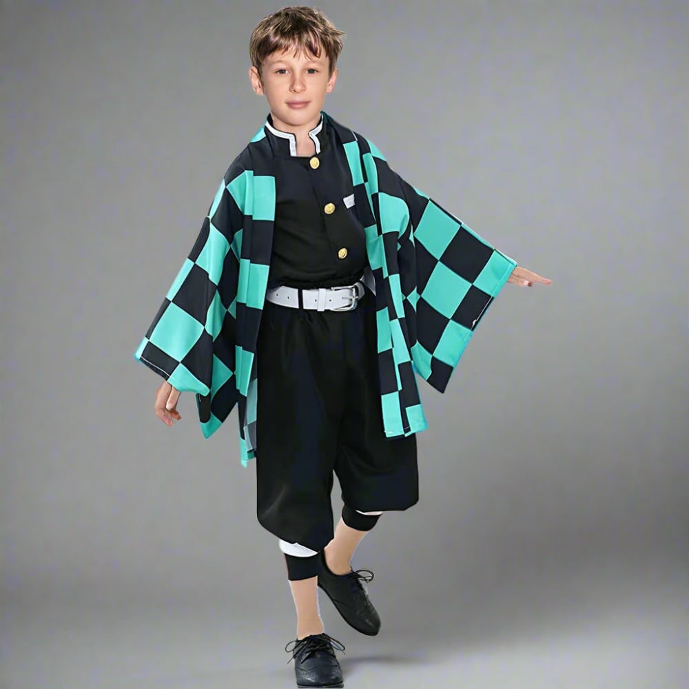 Halloween Dziecięcy Strój Karnawałowy Cosplay Anime Kimono z Haori i Pas Obi Outfit - Image 5