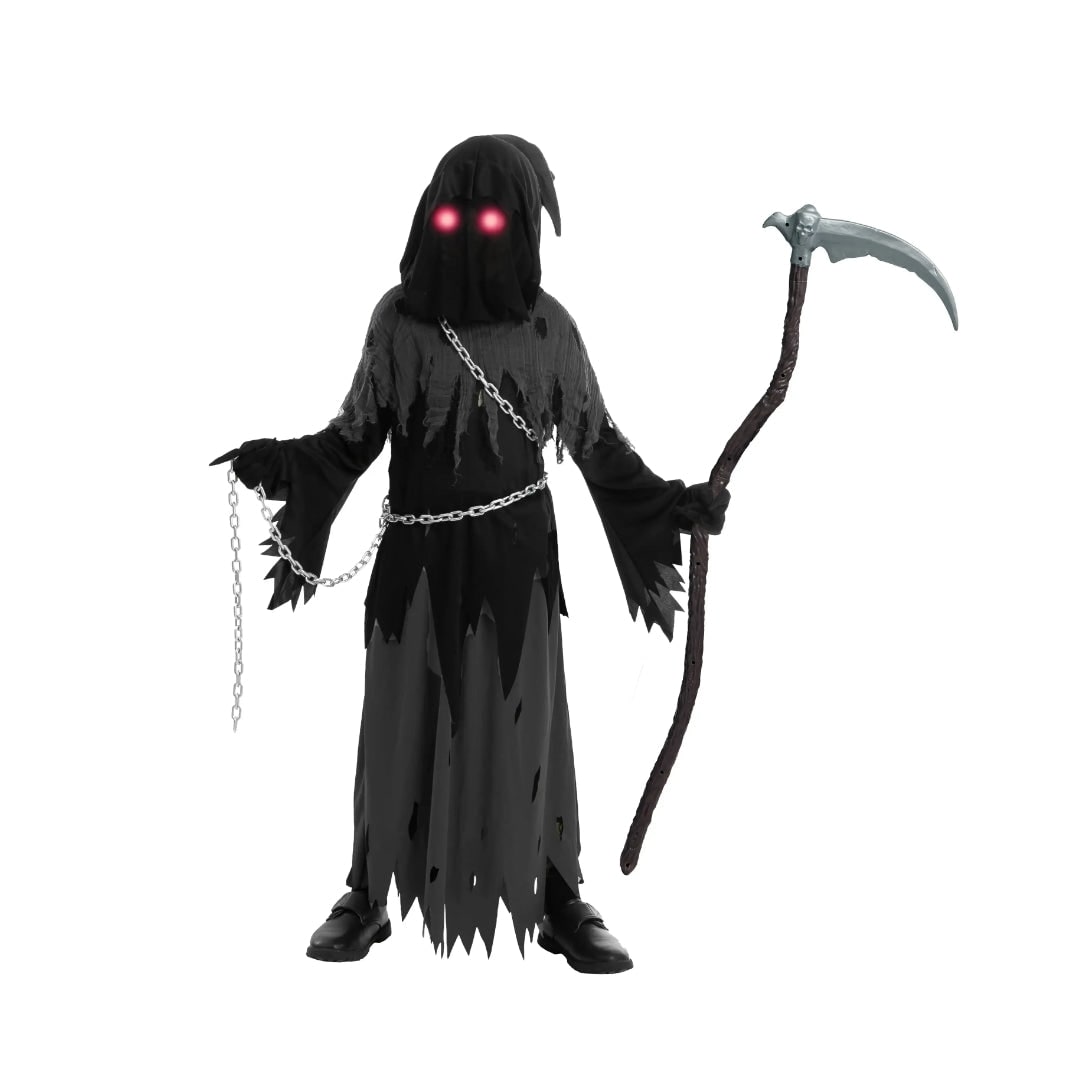 Halloween Dziecięcy Strój żniwiarza z Kosą świecącymi Oczami i Akcesoriami - Image 6