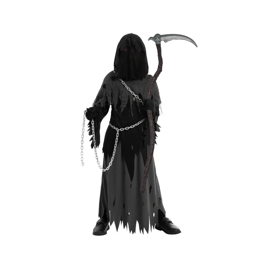 Halloween Dziecięcy Strój żniwiarza z Kosą świecącymi Oczami i Akcesoriami - Image 8