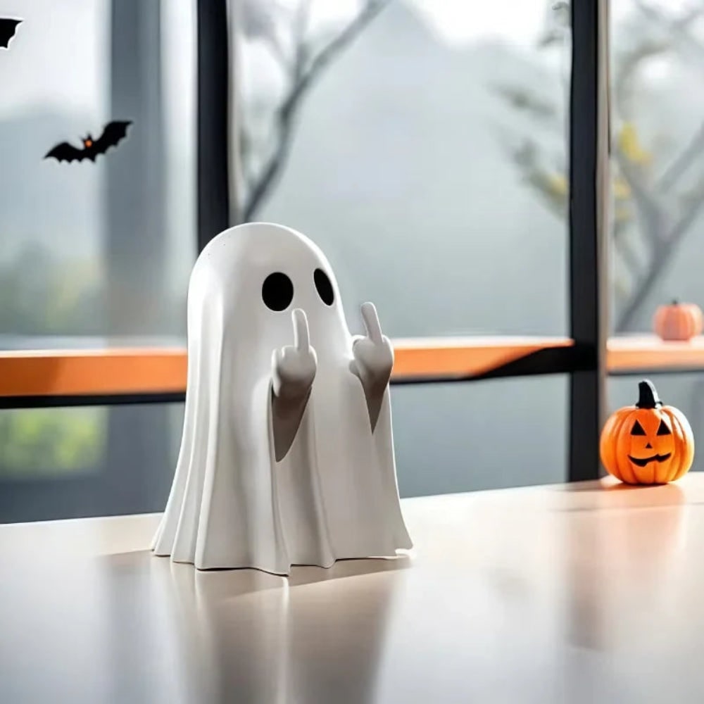 Halloween Figurka Ducha ze środkowym Palcem Dekoracja Stojąca - Image 1