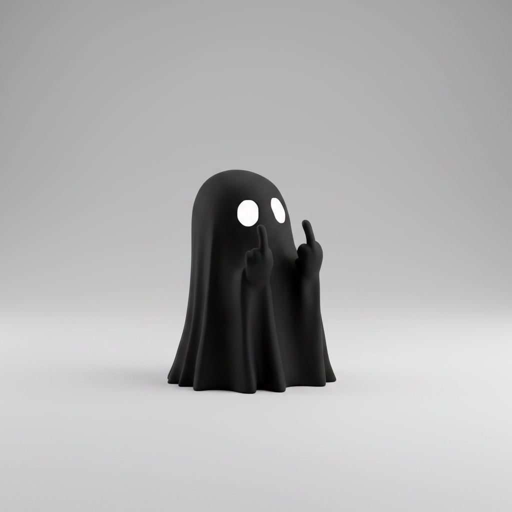 Halloween Figurka Duszka ze środkowym Palcem Dekoracja na Imprezę Duszek - Image 2