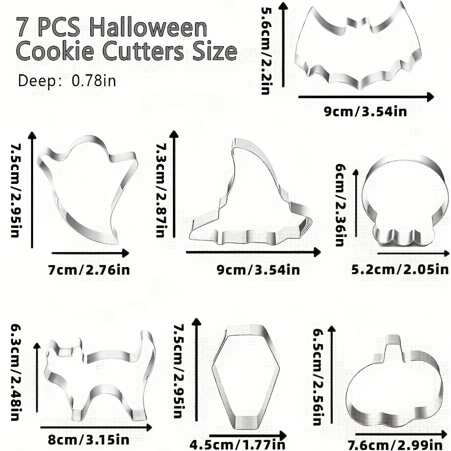 Halloween Foremki do Pierników Ciastek i Ciasteczek Stalowe 7 Kształtów Motyw Dynia Czaszka Duch - Image 5