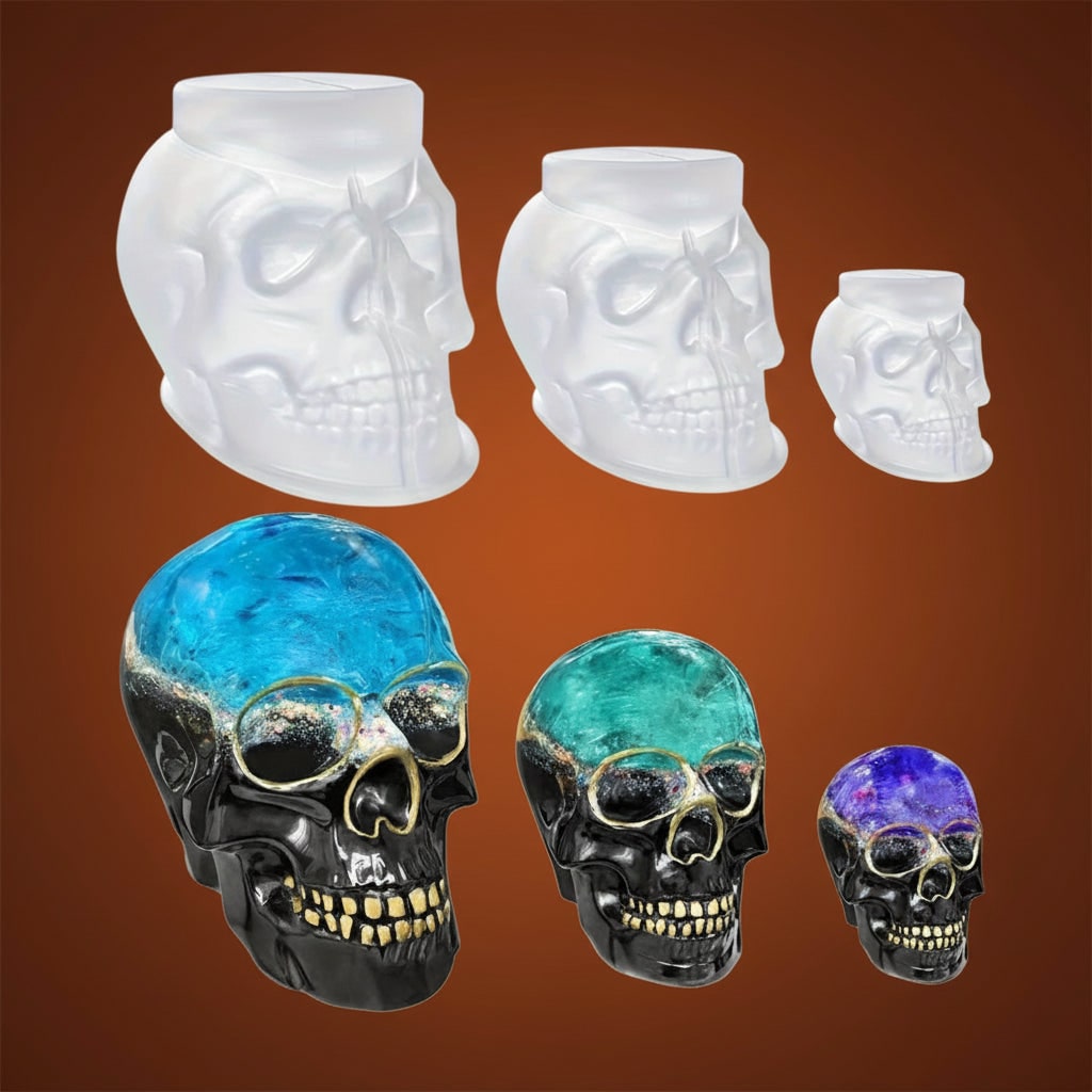 Halloween Formy Silikonowe Czaszka 3D Zestaw Trzech Rozmiarów do świec i żywicy - Image 5