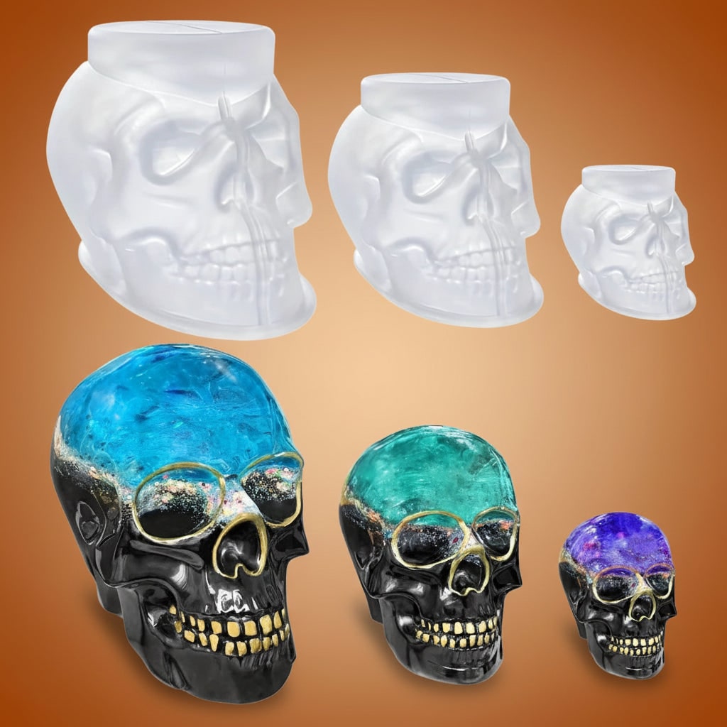 Halloween Formy Silikonowe Czaszka 3D Zestaw Trzech Rozmiarów do świec i żywicy - Image 7