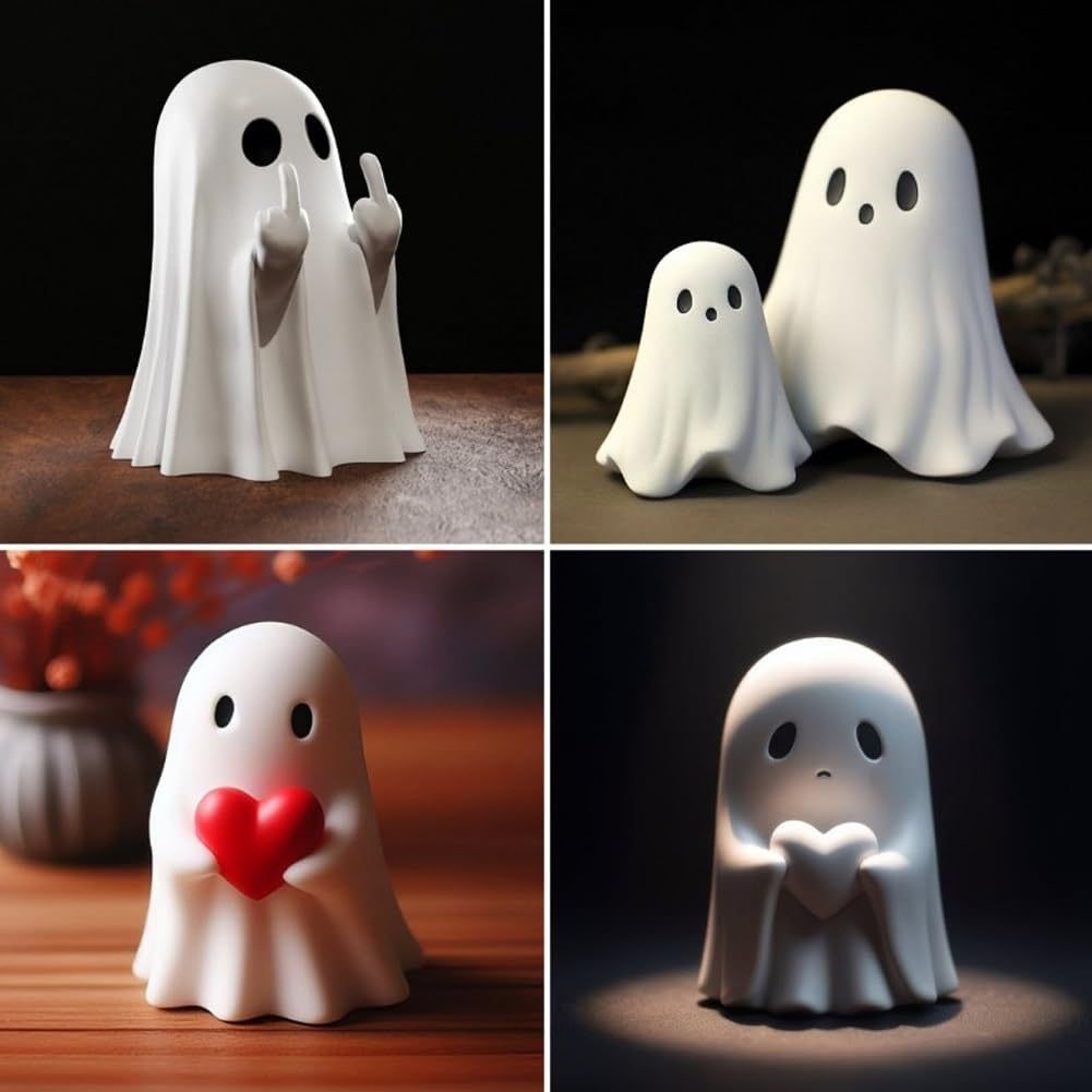 Halloween Ghost Decorations Miniature Resin Figurines for Tabletop and Shelf Display - Image 3