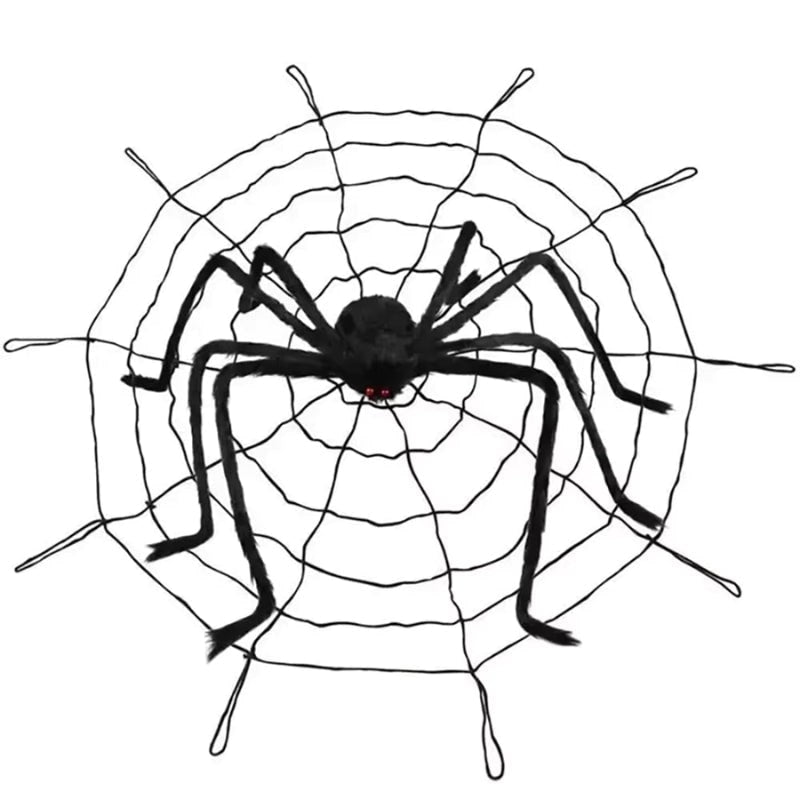 Halloween Gigantyczny Sztuczny Pająk z Pajęczyną Dekoracja Ogrodowa Straszna - Image 2