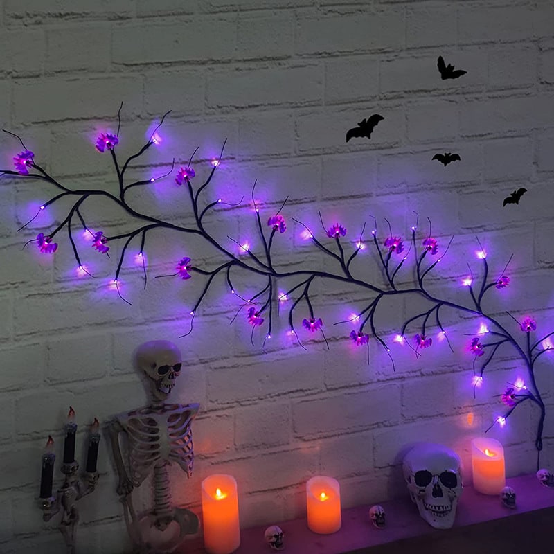 Halloween Girlanda LED z Gałązkami Nietoperzami i Dyniami do Dekoracji Wnętrz Ogrodu - Image 10
