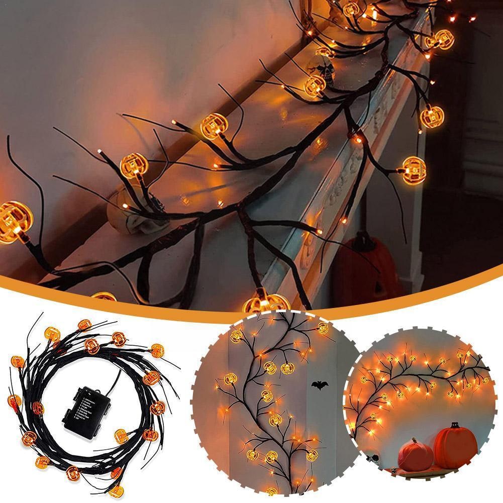 Halloween Girlanda LED z Gałązkami Nietoperzami i Dyniami do Dekoracji Wnętrz Ogrodu - Image 6