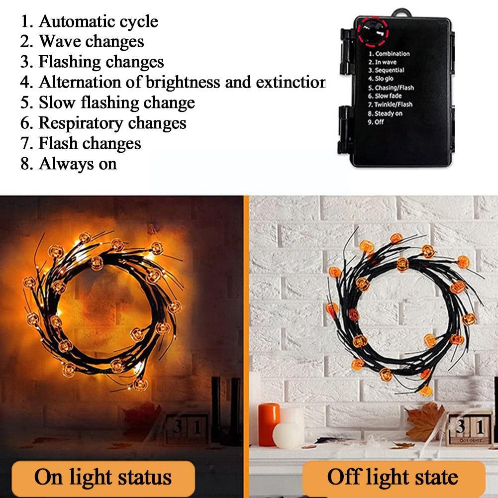Halloween Girlanda LED z Gałązkami Nietoperzami i Dyniami do Dekoracji Wnętrz Ogrodu - Image 8