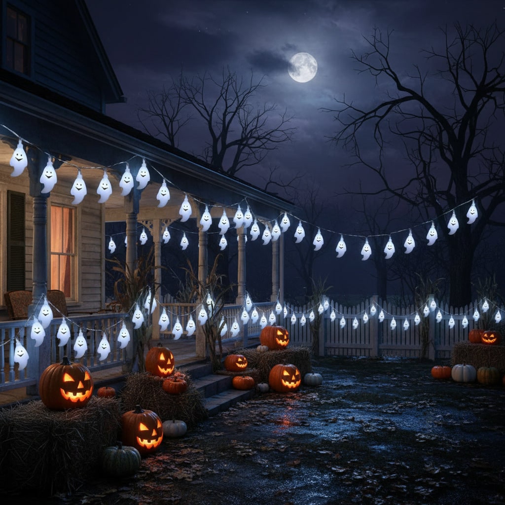 Halloween Girlanda świetlna LED Duszki do Dekoracji Wnętrz i Ogrodu - Image 2