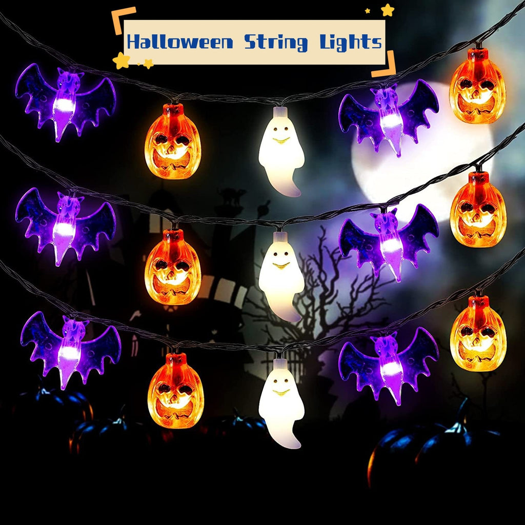 Halloween Girlanda świetlna LED z Dyniami Duszkami i Nietoperzami do Dekoracji - Image 1