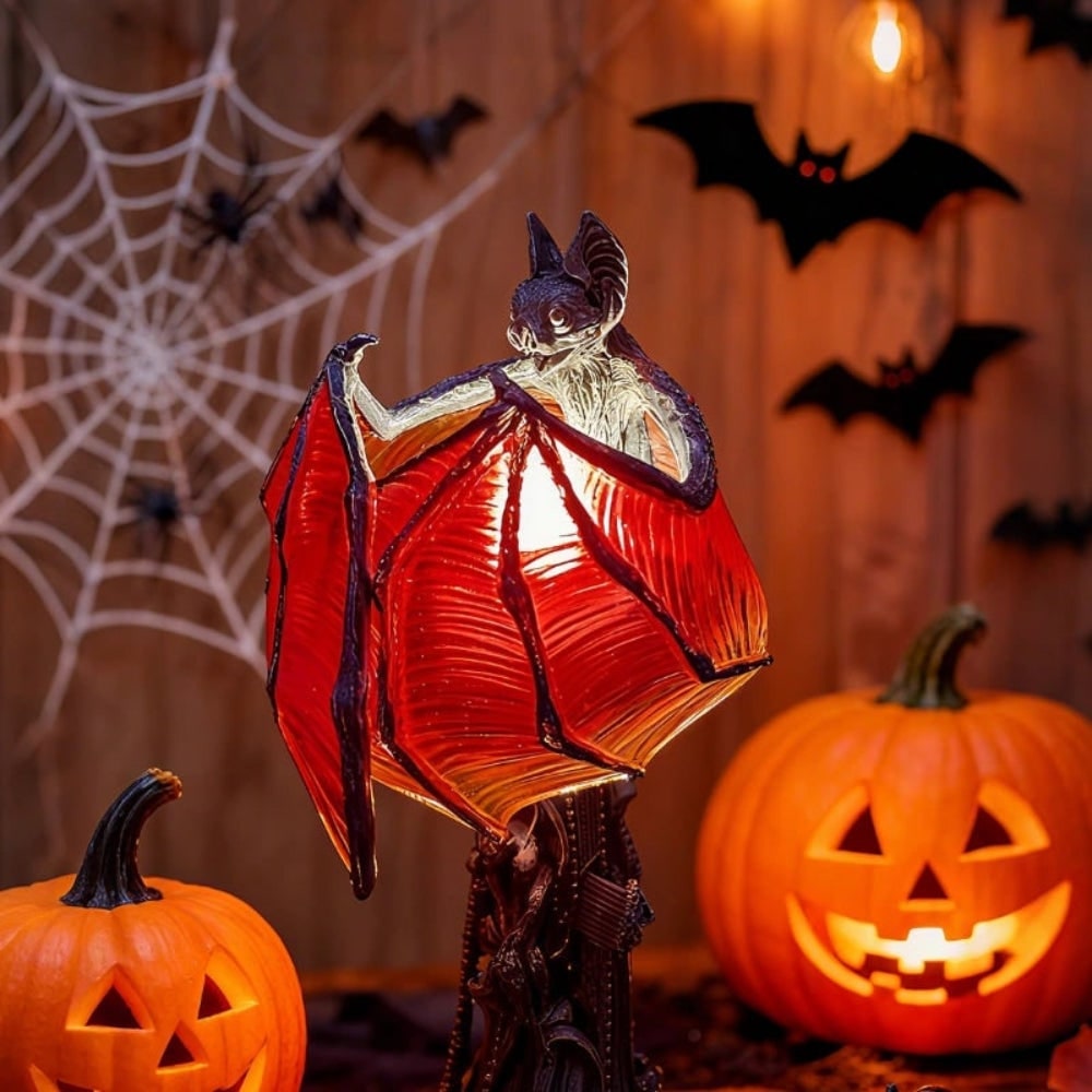 Halloween Gotycka Lampa Stołowa z Kloszem Nietoperza do Dekoracji Wnętrz Lampka - Image 3