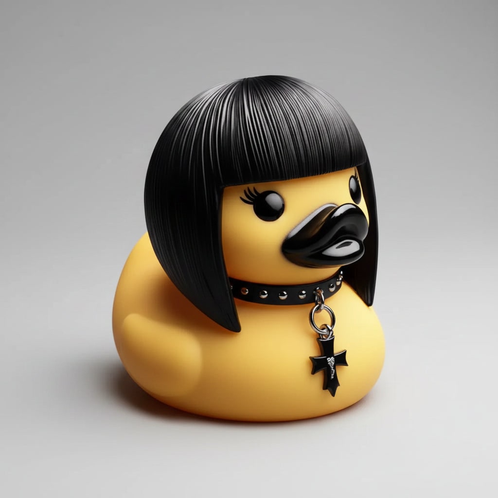 Halloween Gumowa Kaczka Gotycka w Stylu Punkowym z Metalowymi łańcuchami i ćwiekami do Dekoracji - Image 4