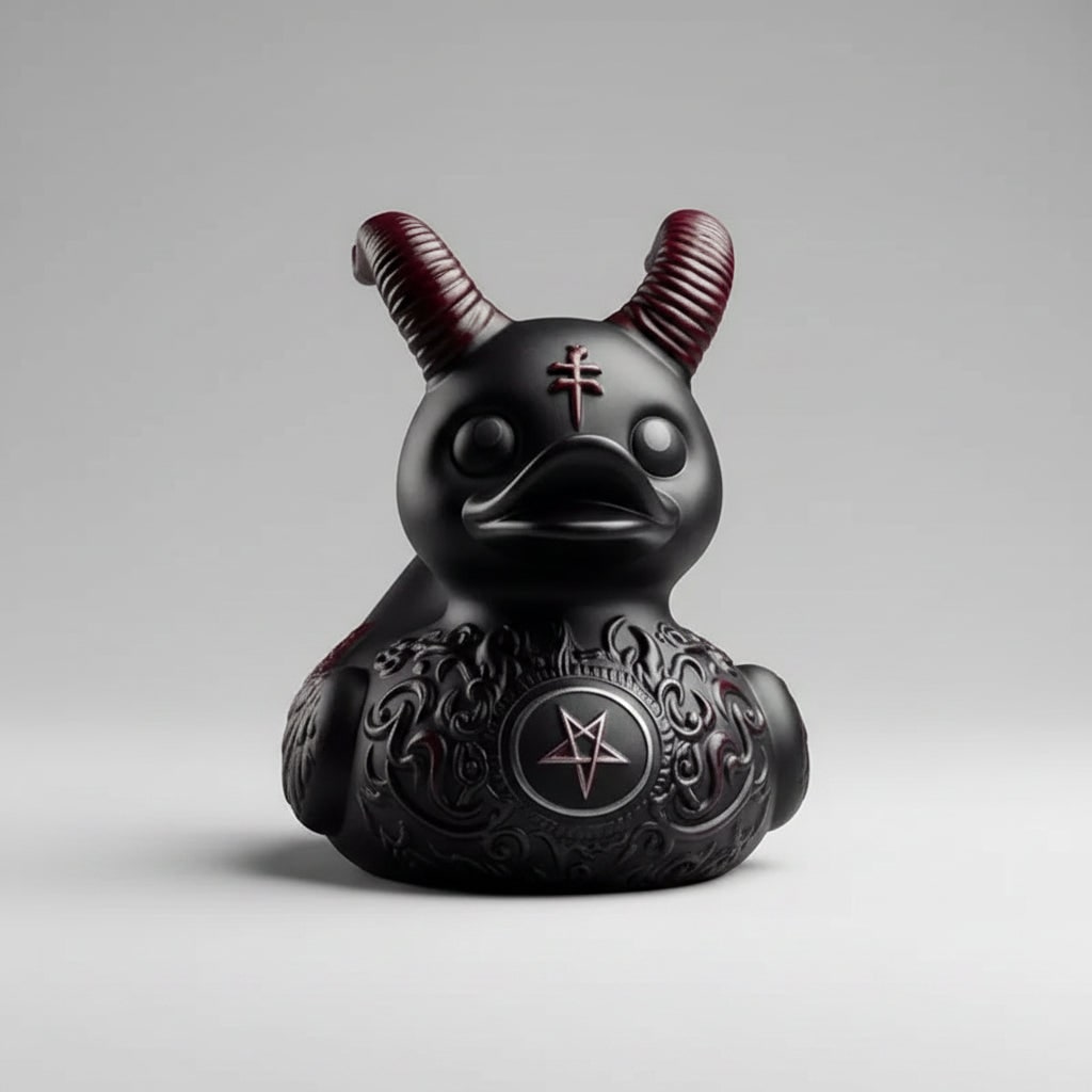 Halloween Gumowa Kaczka Gotycka w Stylu Punkowym z Metalowymi łańcuchami i ćwiekami do Dekoracji - Image 8