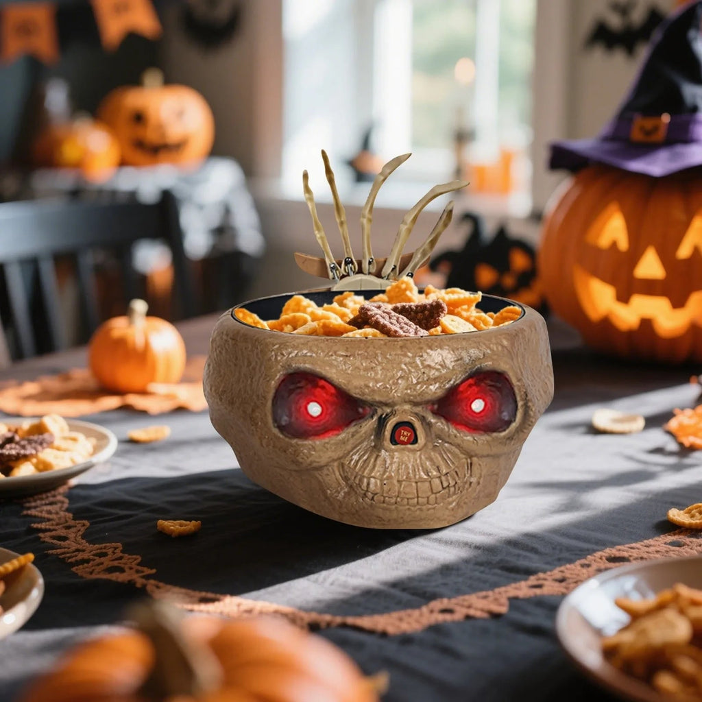 Halloween Interaktywna Miska na Słodycze ze Czujnikiem Ruchu i świecącymi Oczami LED - Image 3