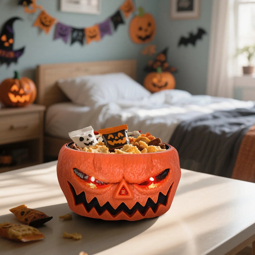 Halloween Interaktywna Miska na Słodycze ze Czujnikiem Ruchu i świecącymi Oczami LED - Image 4
