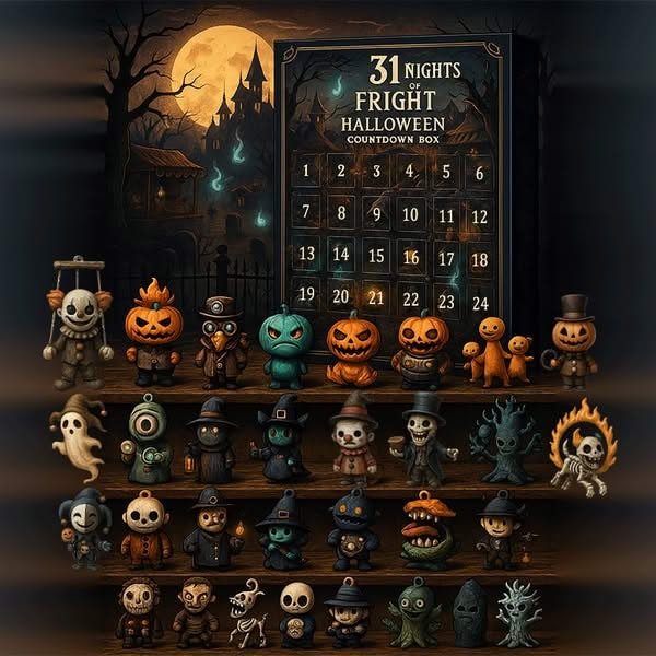 Halloween Kalendarz Adwentowy dla Dzieci z Figurkami Niespodziankami i Dekoracją Nawiedzonego Zamku - Image 1