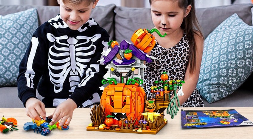 Halloween Klocki Konstrukcyjne Dekoracyjny Domek ze Straszną Dynią i Duchami do Domu dla Dzieci - Image 2