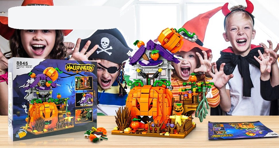 Halloween Klocki Konstrukcyjne Dekoracyjny Domek ze Straszną Dynią i Duchami do Domu dla Dzieci - Image 4