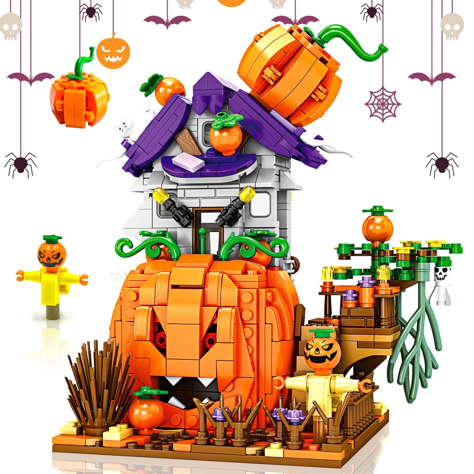 Halloween Klocki Konstrukcyjne Dekoracyjny Domek ze Straszną Dynią i Duchami do Domu dla Dzieci - Image 7