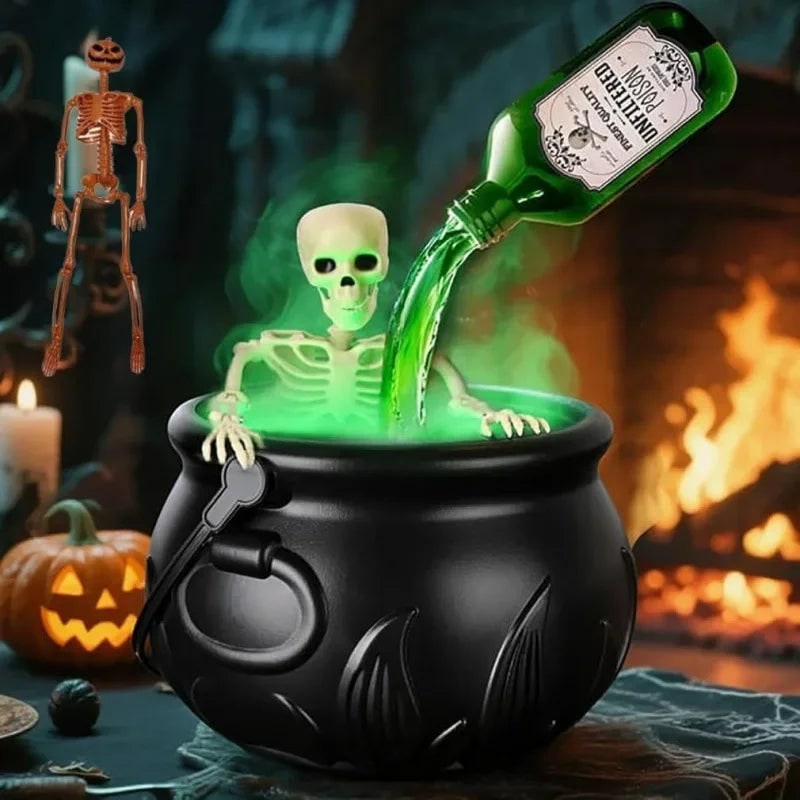 Halloween Kociołek Czarownicy z Wytwornicą Mgły i Podświetleniem LED - Image 1
