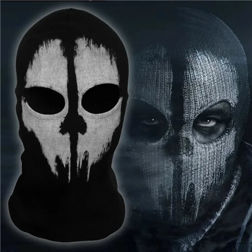 Halloween Kominiarka z Czaszką Motocyklowa Maska Nadrukiem i Otworami na Oczy Czarna Czaszka - Image 2