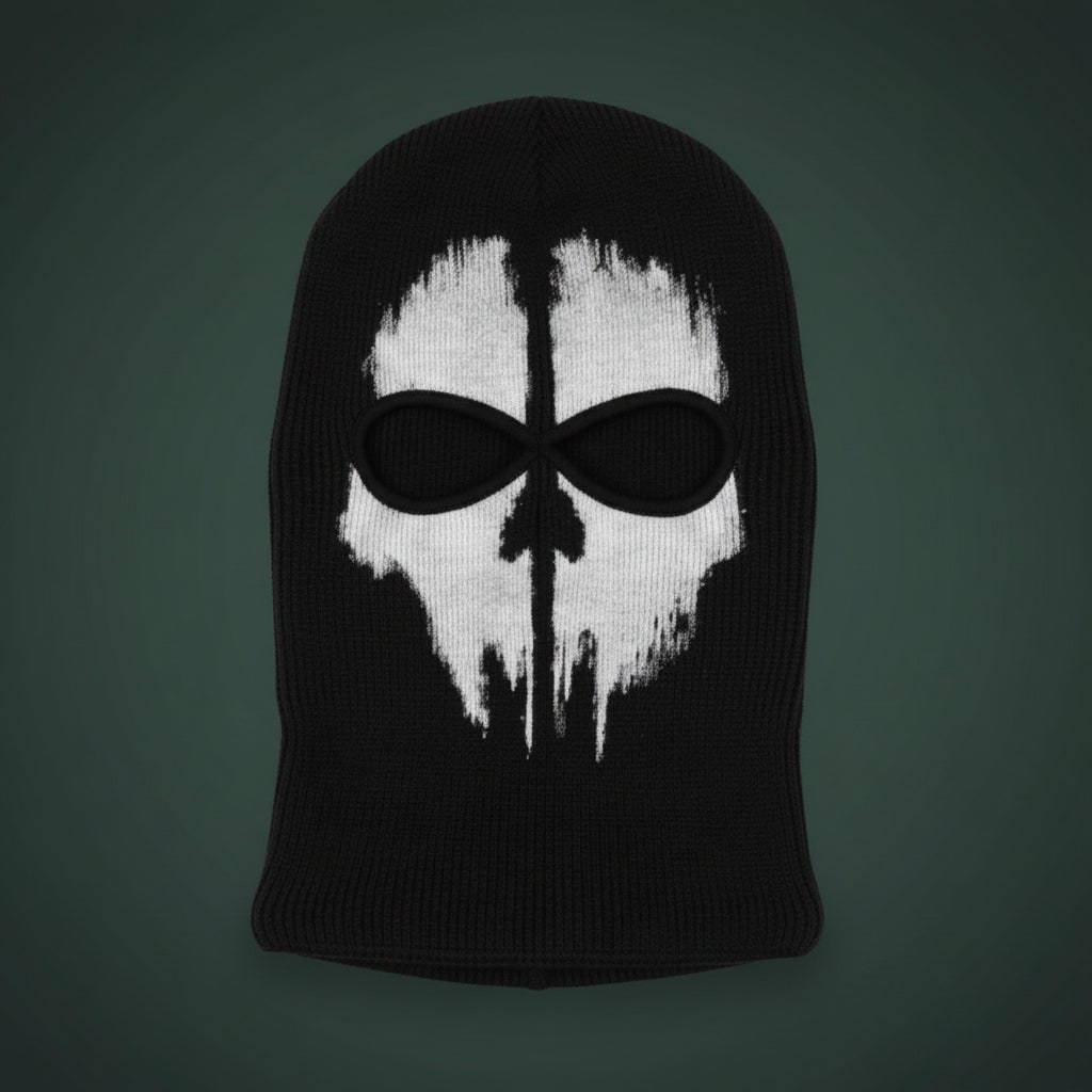 Halloween Kominiarka z Czaszką Narciarska dla Dzieci i Dorosłych Czarna Dzianina - Image 3