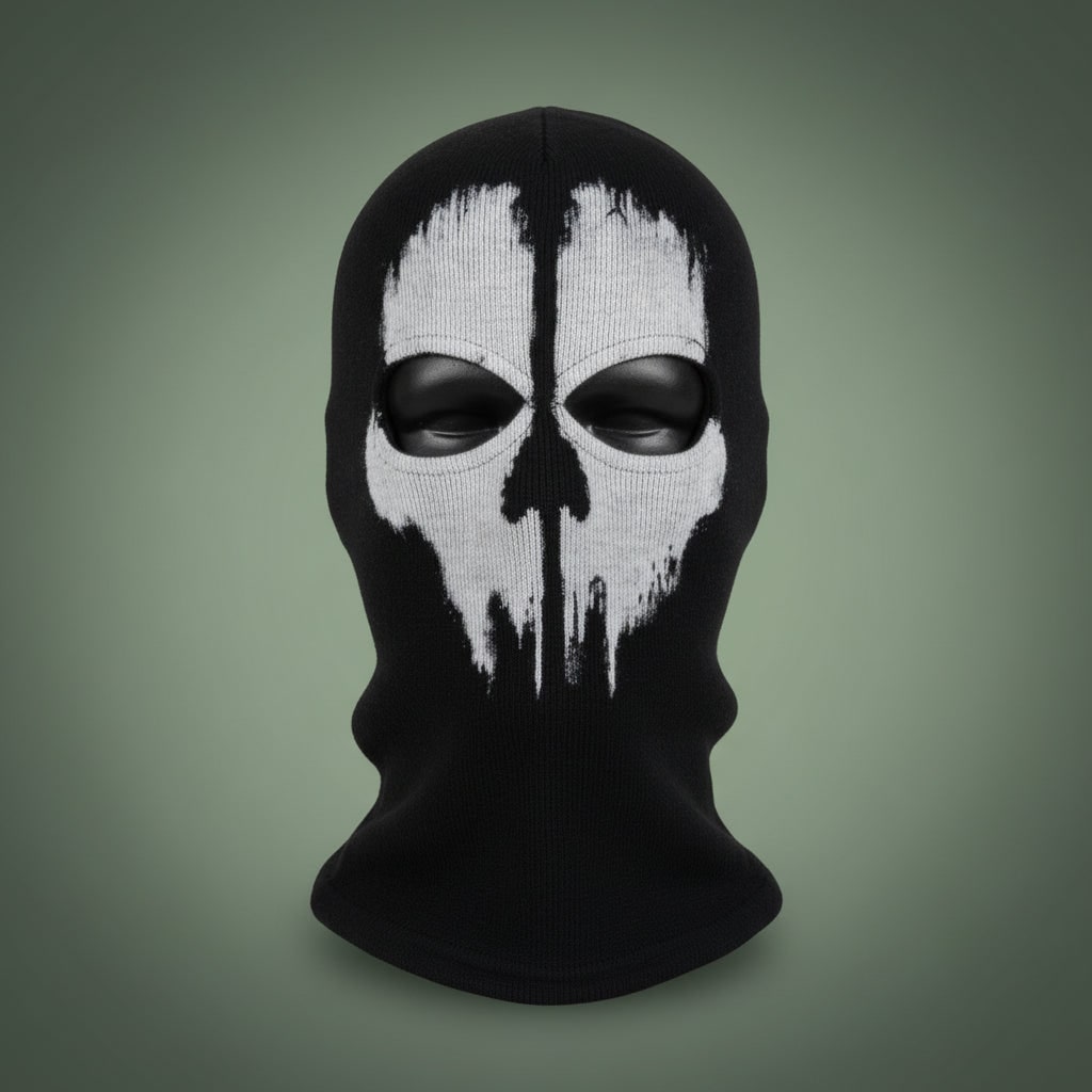 Halloween Kominiarka z Czaszką Narciarska dla Dzieci i Dorosłych Czarna Dzianina - Image 4