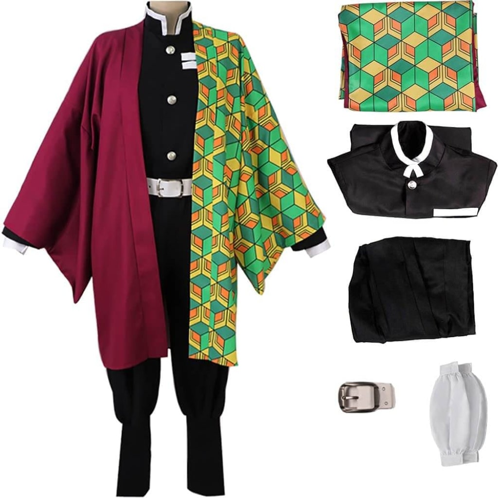 Halloween Kostium Cosplay Anime Demon Kimono z Peleryną i Perką - Image 6
