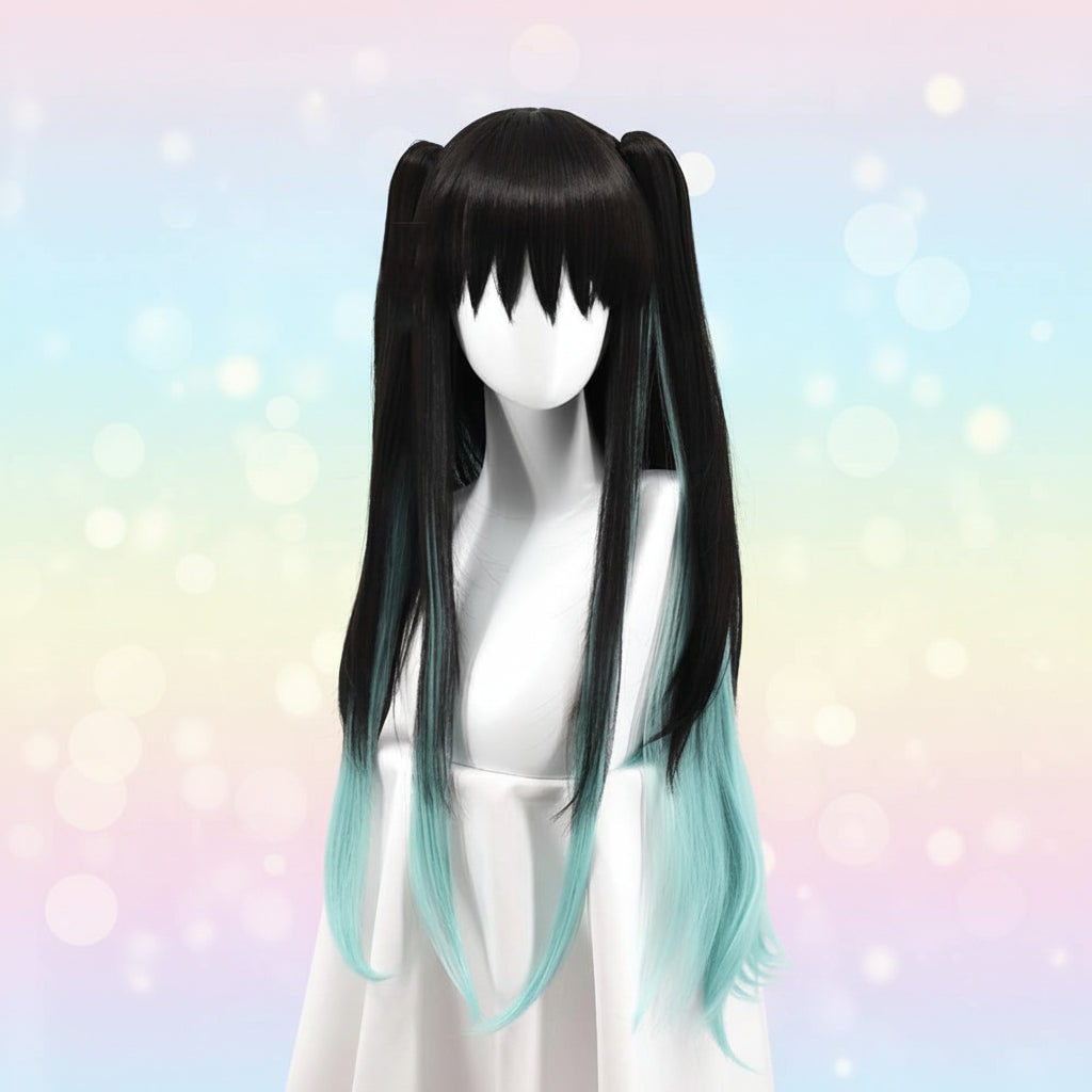 Halloween Kostium Cosplay Anime Strój Samuraja z Szerokimi Rękawami i Peruką Turkusową - Image 2