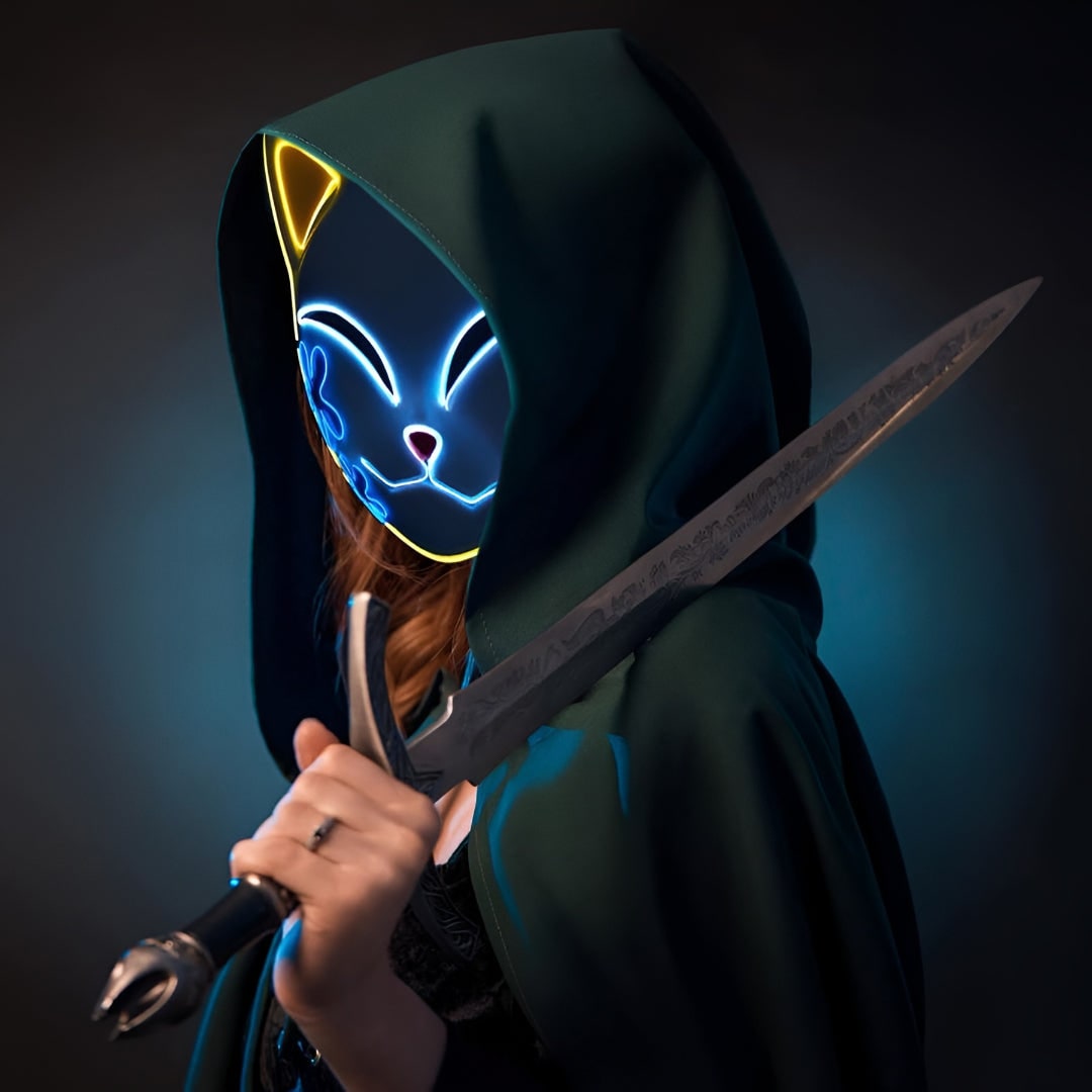 Halloween Kostium demon hunter saga z Peleryną w Płomienie i Białym Kołnierzykiem Strój Cosplay - Image 11